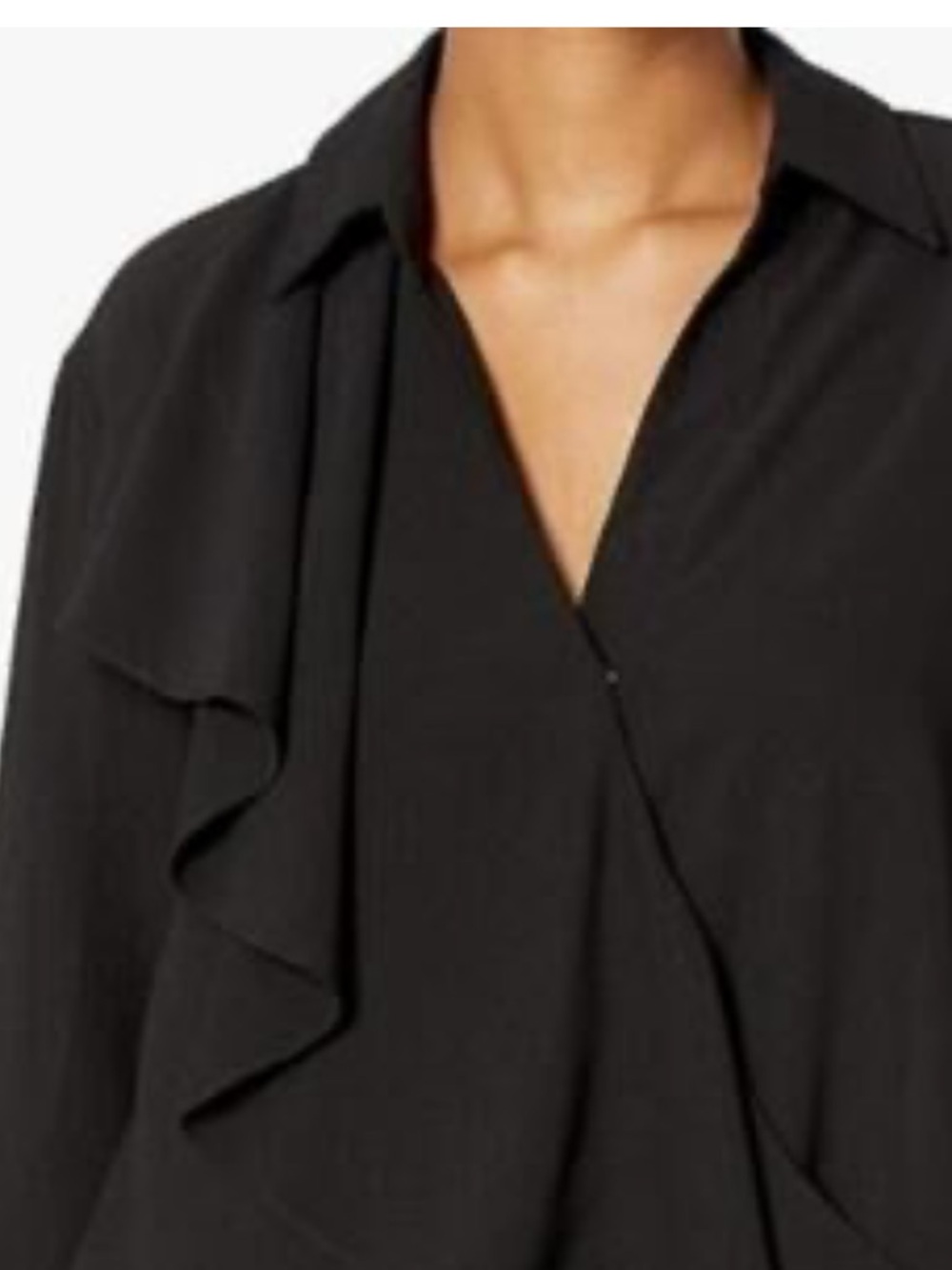 Bailey 44 Blouse Medium Elegant Black Ruffle-Front Women’s Blouse